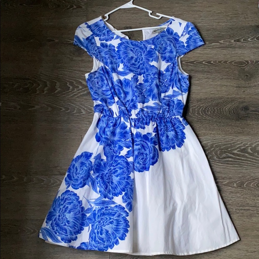 White and blue floral dress